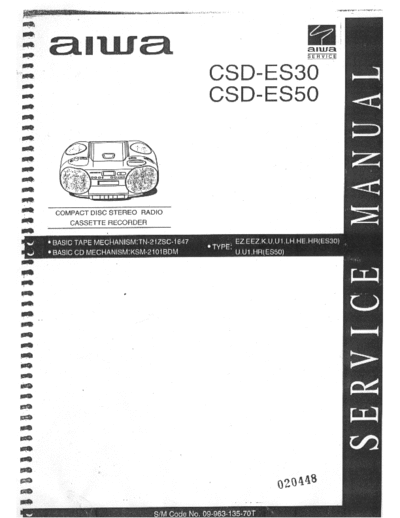 AIWA CSD ES 30 LH AIWA CSD ES30-LH Brazil. Cant repair my disc, btw, here is the pdf 2 parts in RAR, thank you!!!